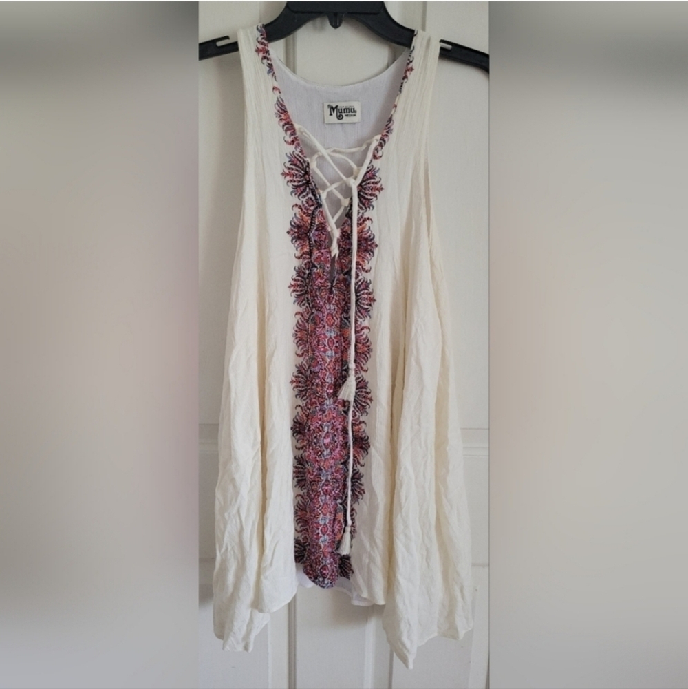 Show Me Your MuMu Cream Island Fever Daryn Swing Mini Dress Size Medium